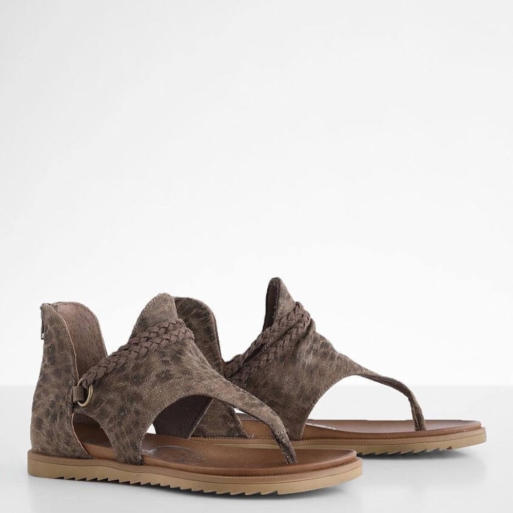 Buckle Brown Leopard Print Sandals - Picture 7 of 8